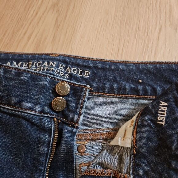 American Eagle Jeans Womens 10 Blue Artist Flare Dark Wash - Picture 3 of 12